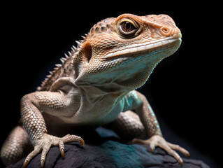 Fototapeta premium Lizard Studio Shot Isolated on Clear Black Background, Generative AI