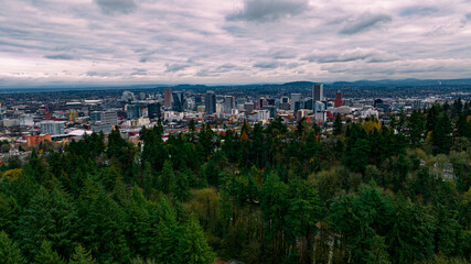 Downtown Portland Oregon on a Cloudy Day