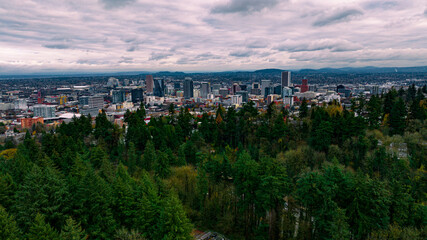 Downtown Portland Oregon on a Cloudy Day