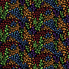 Seamless pattern with cute colorful gradient leaves. Nature vector illustration