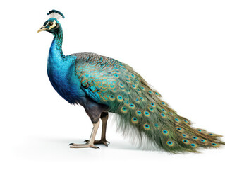 Obraz premium Peacock Studio Shot Isolated on Clear White Background, Generative AI