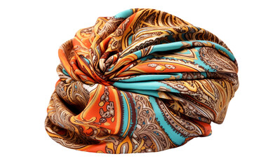 Marvelous Silk Turban with Intricate Pattern Isolated on Transparent Background PNG.