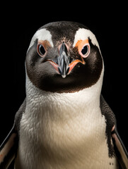 Naklejka premium Penguin Studio Shot Isolated on Clear Black Background, Generative AI