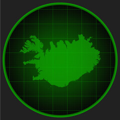 Vector map Iceland on the radar screen