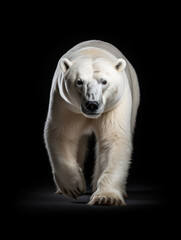 Polar Bear Studio Shot Isolated on Clear Black Background, Generative AI