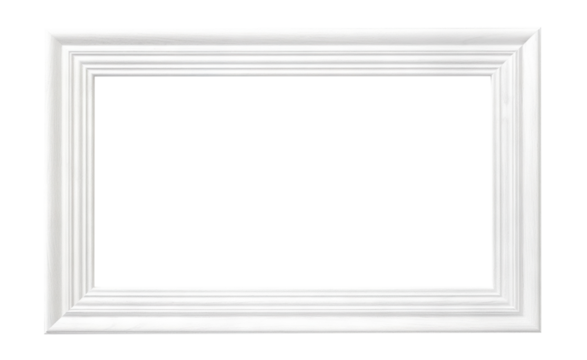 White wooden rectangular frame, cut out