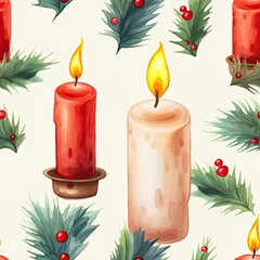 chrisstmas canddles themed seamless texture