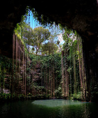 Chichen Itza, M&eacute;xico. Cenote Ik Kil, pozo natural. Pen&iacute;nsula de Yucat&aacute;n.
