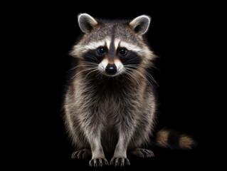 Obraz premium Raccoon Studio Shot Isolated on Clear Black Background, Generative AI