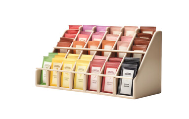Colorful Tea Bag Organizer with slots Isolated on Transparent Background PNG.
