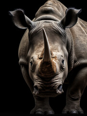 Rhino Studio Shot Isolated on Clear Black Background, Generative AI