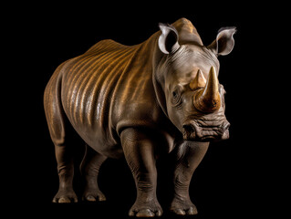 Fototapeta premium Rhino Studio Shot Isolated on Clear Black Background, Generative AI