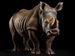 Fototapeta premium Rhino Studio Shot Isolated on Clear Black Background, Generative AI