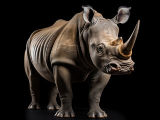 Obraz premium Rhino Studio Shot Isolated on Clear Black Background, Generative AI