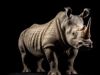 Obraz premium Rhino Studio Shot Isolated on Clear Black Background, Generative AI