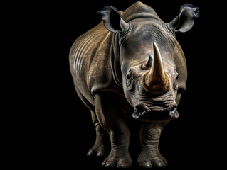 Obraz premium Rhino Studio Shot Isolated on Clear Black Background, Generative AI