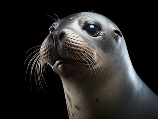 Fototapeta premium Seal Studio Shot Isolated on Clear Black Background, Generative AI