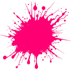 Vibrant Pink Paint Splash. Isolated on White Background and Transparent PNG.