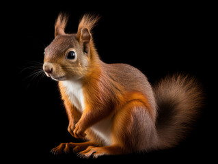 Obraz premium Squirrel Studio Shot Isolated on Clear Black Background, Generative AI