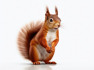 Squirrel Studio Shot Isolated on Clear White Background, Generative AI
