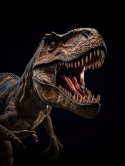 Fototapeta premium T-Rex Studio Shot Isolated on Clear Black Background, Generative AI