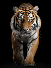 Fototapeta premium Tiger Studio Shot Isolated on Clear Black Background, Generative AI