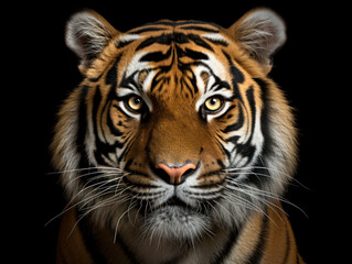 Obraz premium Tiger Studio Shot Isolated on Clear Black Background, Generative AI