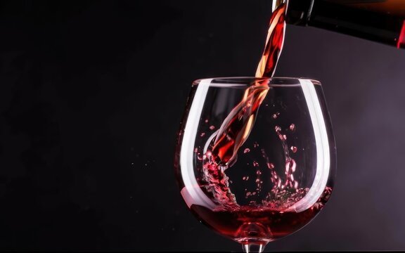 stream of wine being pouring into a glass closeup, wine, splashing, splash