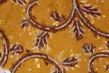 Oil painting and various floral illustrations of Paisley's beautiful wedding