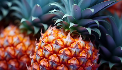 Fresh, ripe pineapple a tropical, healthy, juicy summer snack generated by AI