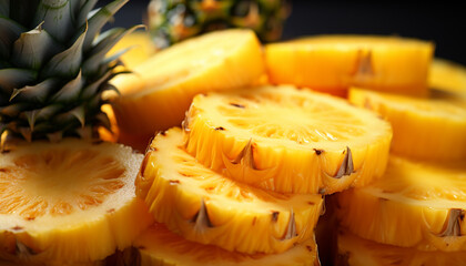Freshness and sweetness in a slice of juicy pineapple generated by AI