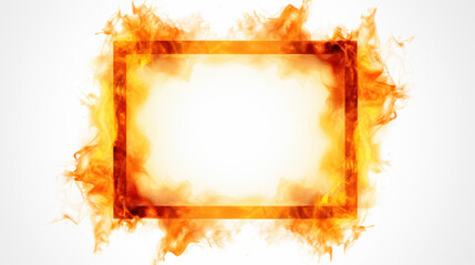 Frame of multi-colored neon fire on white background