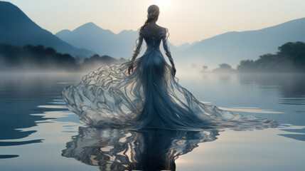 Water fairy - beautiful fictional character - obrazy, fototapety, plakaty