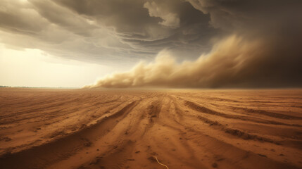 Heavy dust storm over farmland - obrazy, fototapety, plakaty