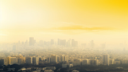 Dense smog over city - air pollution concept