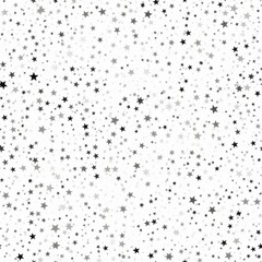 Festive Seamless Pattern. Small silver stars on a white background. Abstract texture. For print, textile, fabric, wrapping paper, wallpaper, background, website, cover.