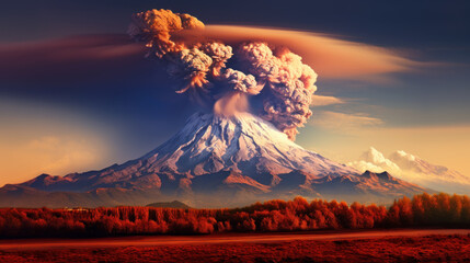 Huge volcano eruption - obrazy, fototapety, plakaty