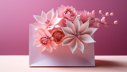 A beautiful pink flower bouquet symbolizes love and romance generated by AI
