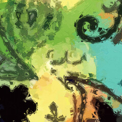 Oil painting and various floral illustrations of the beautiful wedding of Paisley butterflies