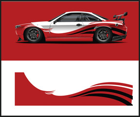 Racing car wrap design vector Graphic abstract stripe racing background kit designs for wrap vehicle