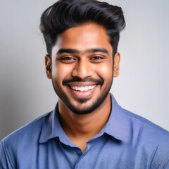 Obraz premium Beautiful young Asian Indian model man smiling with clean teeth