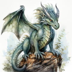 Obraz premium watercolor Dragon clipart, Generative Ai