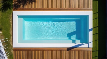 Sunken Above Ground Pool with Blue Water and Cool Decking in Backyard Frame