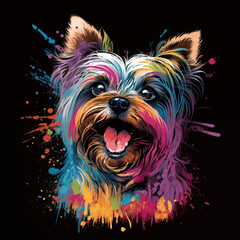 Colorful and Happy yorkshire Terrier illustration 