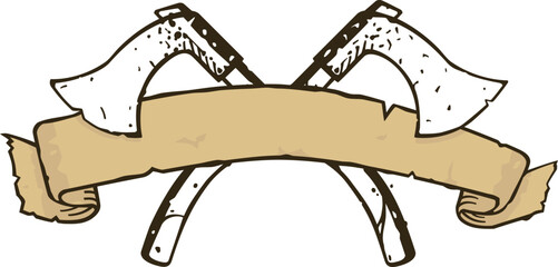 Parchment and Crossed Throwing Axes Emblem
