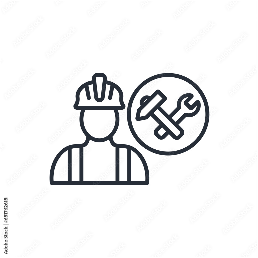 Poster contractor icon. vector.editable stroke.linear style sign for use web design,logo.symbol illustratio