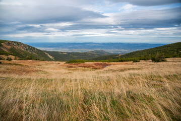 Beautiful autumn landscapes in the Karkonosze Mountains in Poland.