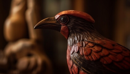 Multi colored rooster close up portrait showcases its beautiful feather pattern generated by AI