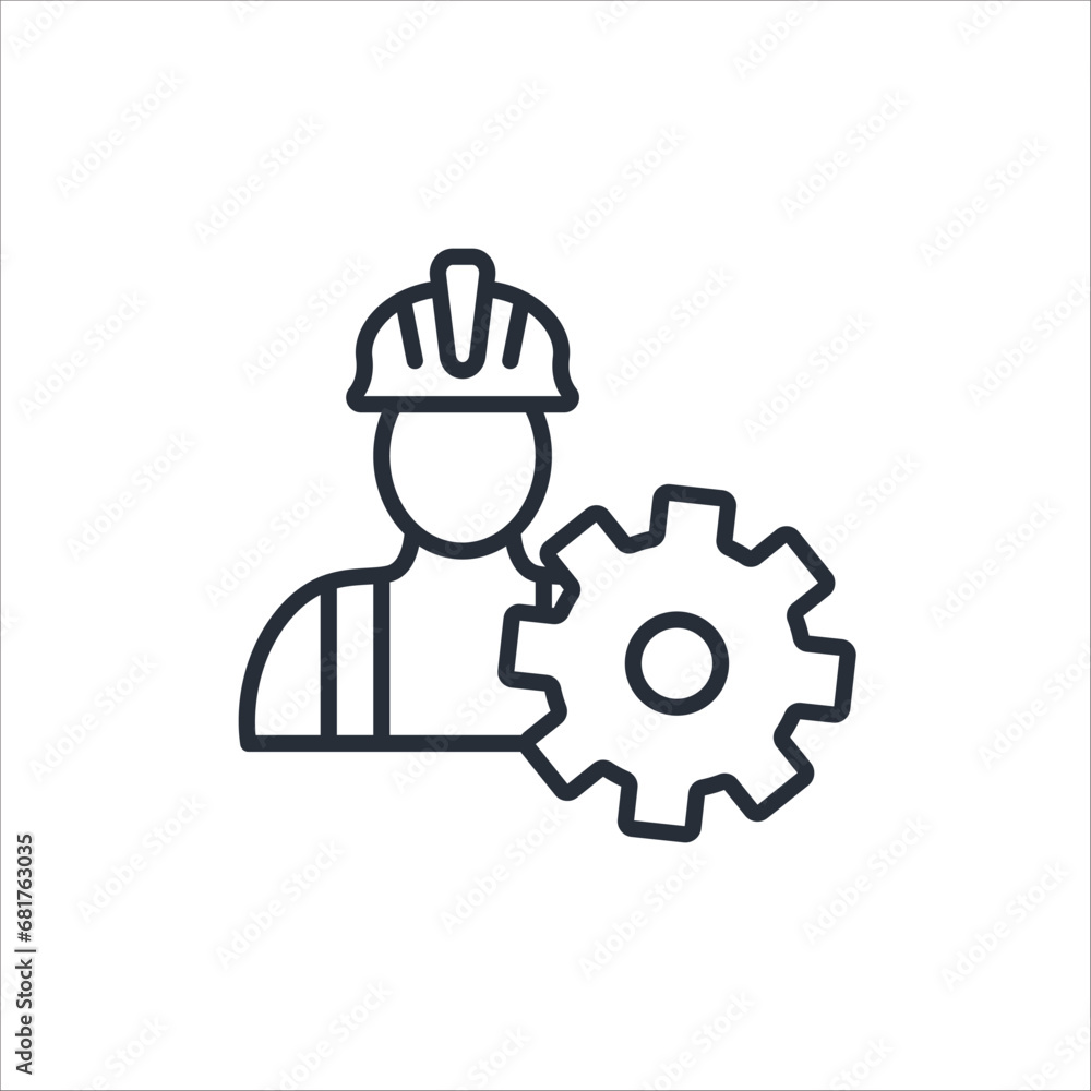 Poster worker icon. vector.editable stroke.linear style sign for use web design,logo.symbol illustration.