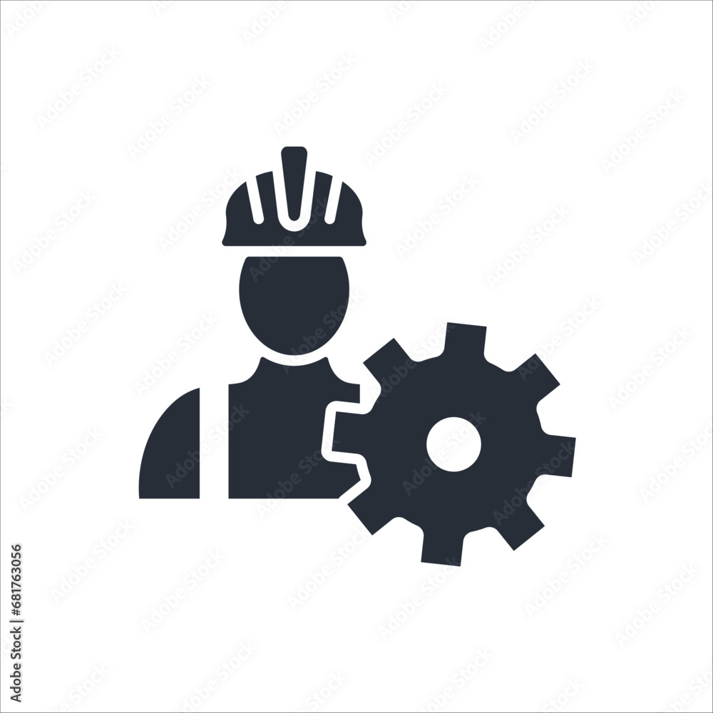 Poster worker icon. vector.editable stroke.linear style sign for use web design,logo.symbol illustration.